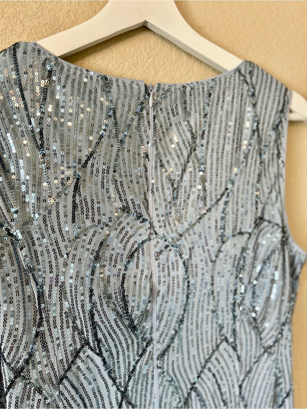 NWT Grace Karin Blue Sequin Sheath Dress in Light Blue Midi Party Size L Chic - Picture 7 of 9